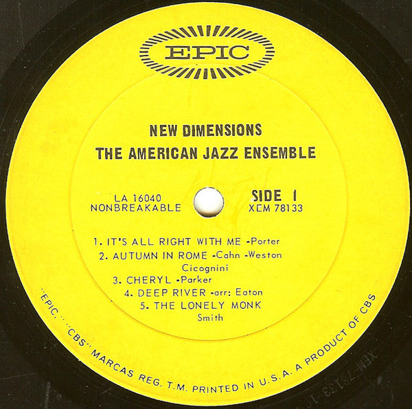 The American Jazz Ensemble : New Dimensions (LP, Album, Mono)