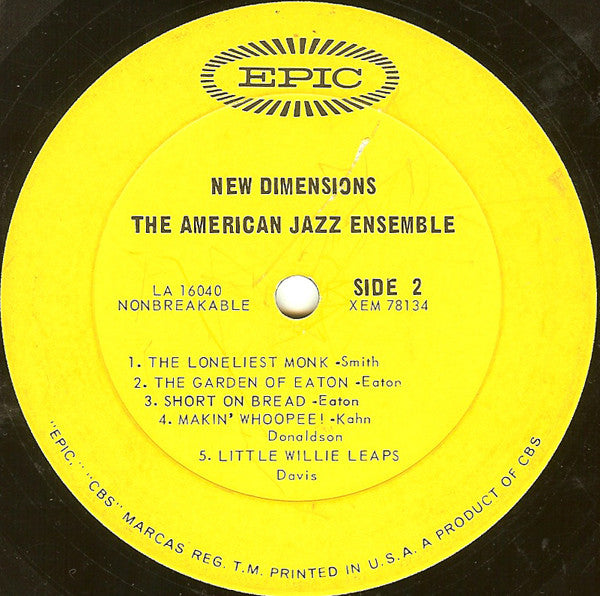 The American Jazz Ensemble : New Dimensions (LP, Album, Mono)