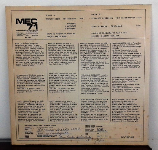 Marlos Nobre, Fernando Cerqueira (2), Rufo Herrera : MEC 71 Música Do Brasil (LP)