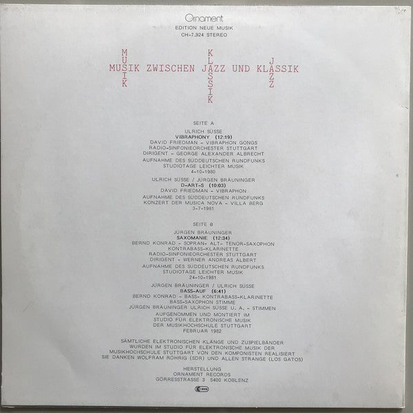 David Friedman / Bernd Konrad : Vibraphony / Saxomanie (LP)