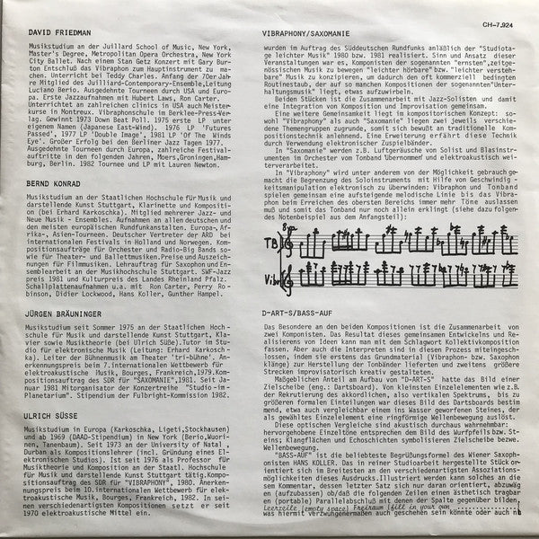 David Friedman / Bernd Konrad : Vibraphony / Saxomanie (LP)