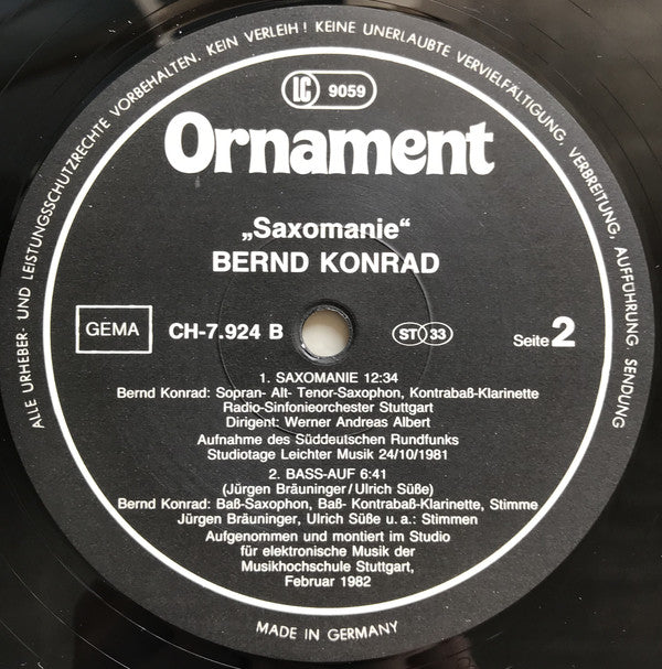 David Friedman / Bernd Konrad : Vibraphony / Saxomanie (LP)