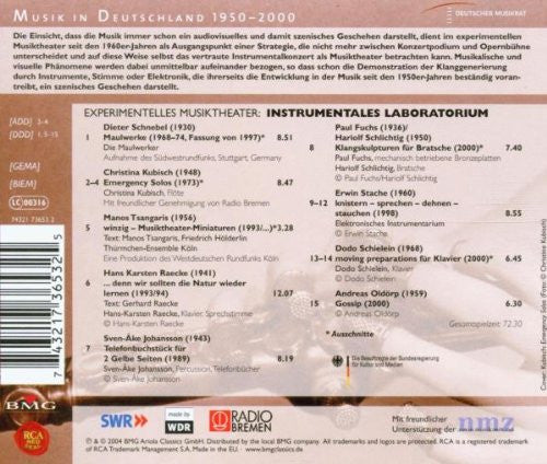 Dieter Schnebel | Christina Kubisch | Hans-Karsten Raecke | Sven-Åke Johansson | Paul Fuchs / Hariolf Schlichtig | Erwin Stache | Dodo Schielein | Andreas Oldörp : Instrumentales Laboratorium (CD, Comp)