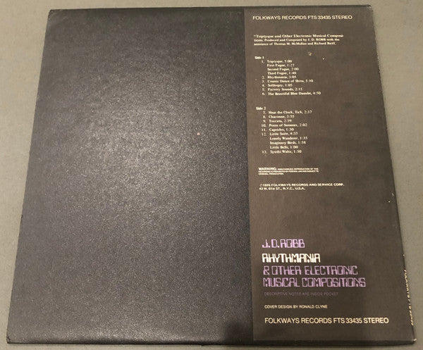 J.D. Robb : Rhythmania And Other Electronic Musical Compositions (LP)