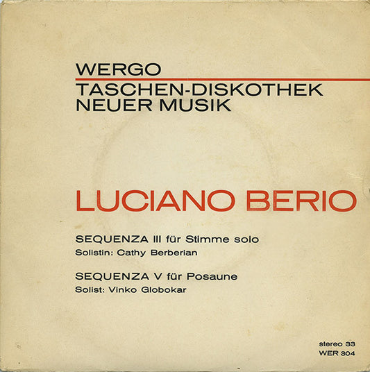 Luciano Berio : Sequenza Ill Für Stimme Solo / Sequenza V Für Posaune (7")