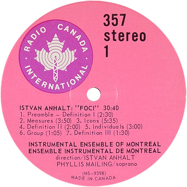 István Anhalt : Istvan Anhalt (LP)