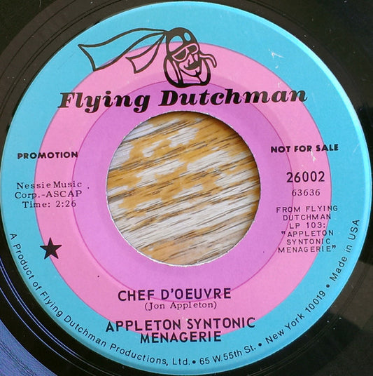 Jon Appleton : Chef D'Oeuvre (7", Promo)