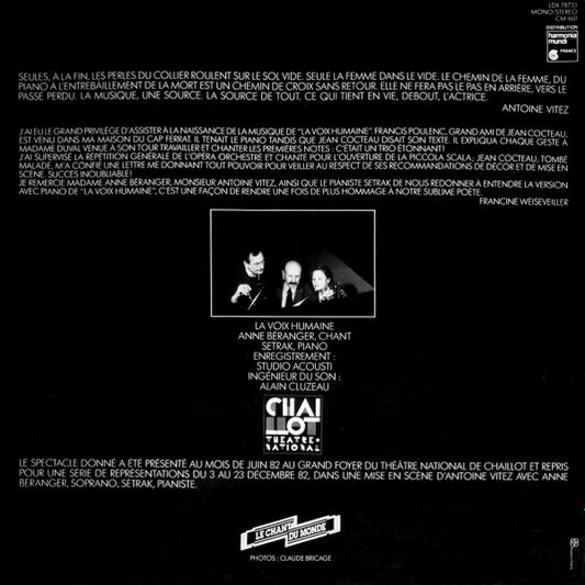 Jean Cocteau / Francis Poulenc : La Voix Humaine (LP, Album)
