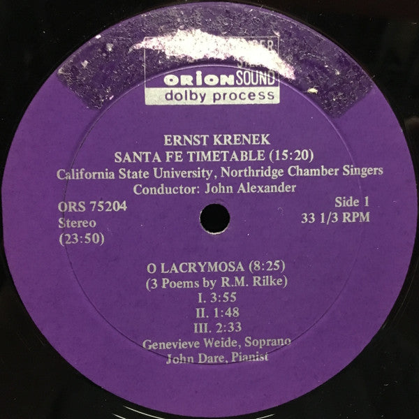 Ernst Krenek : Santa Fe Timetable / O Lacrymosa / Tape And Double / Accordion Toccata (LP)
