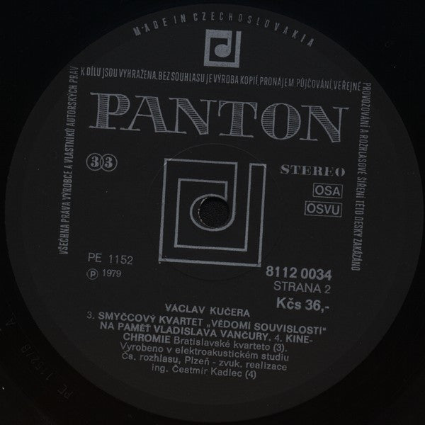 Václav Kučera : Salut / Orbis Pictus / Smyčcový Kvartet »Vědomí Souvislostí« / Kinechromie (LP)