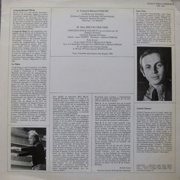François-Bernard Mâche / Max Bruch : La Peau Du Silence / Concerto Pour Violon Et Orchestre (LP, Sté)