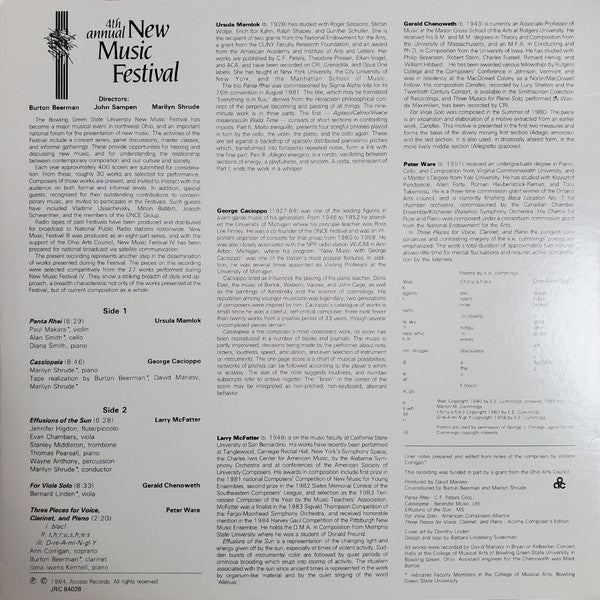 Burton Beerman, John Sampen, Marilyn Shrude : New Music Festival 4 (LP, Album)