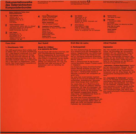 Franz Kinzl / Bert Rudolf / Erich Eder de Lastra / Alfred Peschek : Franz Kinzl / Bert Rudolf / Erich Eder de Lastra / Alfred Peschek (LP)