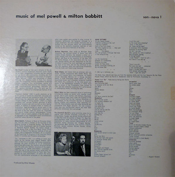 Mel Powell / Milton Babbitt : Music Of Mel Powell & Milton Babbitt (LP)