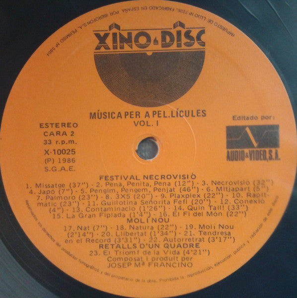 J.M. FRANCINO : Música Per A Pel.lícules Vol.I (LP, Album)