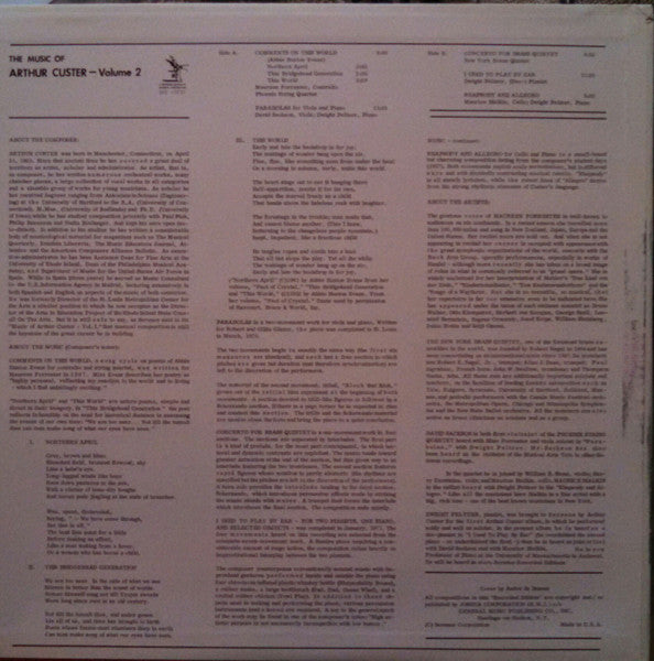Arthur Custer : The Music Of Arthur Custer - Vol. II  (LP)