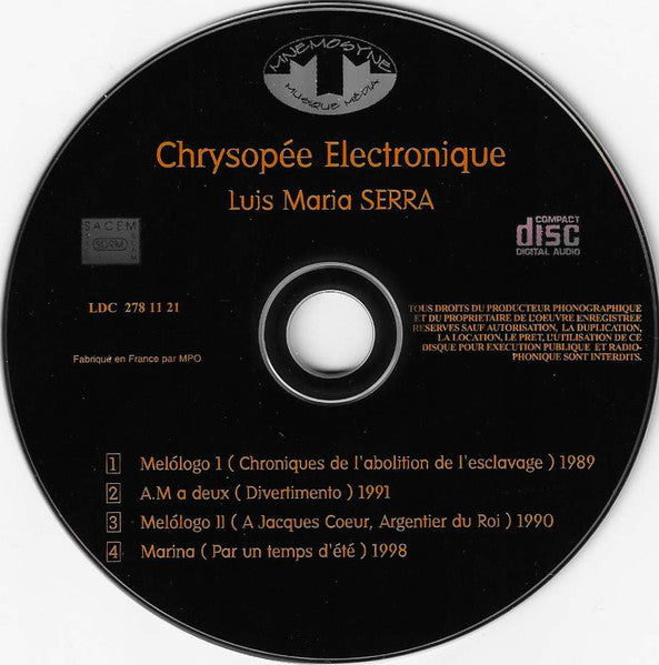 Luis Maria Serra : Musica Electroacustica (CD)