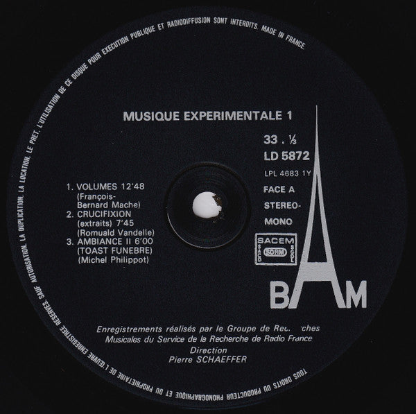 Groupe De Recherche De Radio France* : Musique Expérimentale (Vol. I) (LP, Album, RE, Gat)