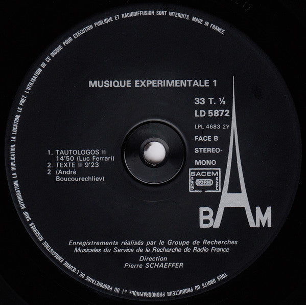 Groupe De Recherche De Radio France* : Musique Expérimentale (Vol. I) (LP, Album, RE, Gat)