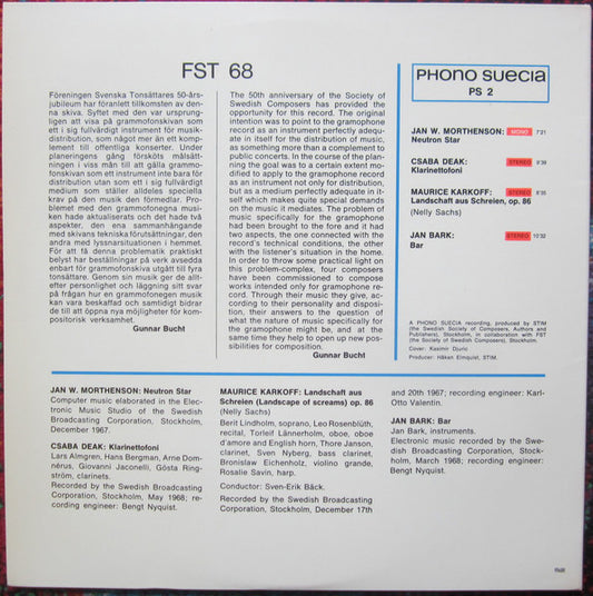 Jan W. Morthenson / Csaba Deák / Maurice Karkoff / Jan Bark : FST 68 (LP)
