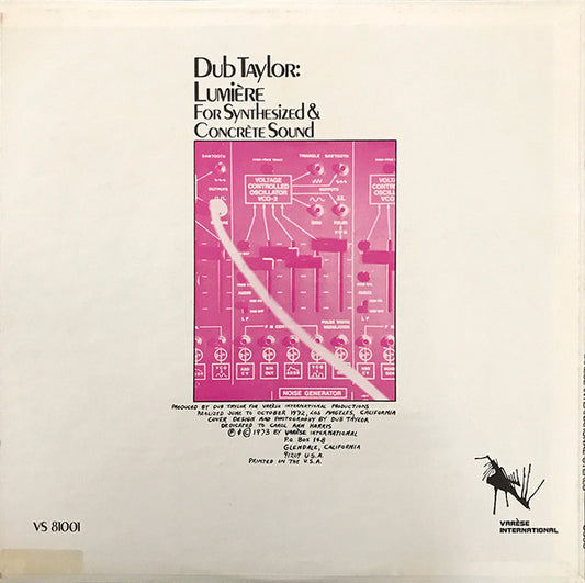Dub Taylor (3) : Lumière For Synthesized & Concrète Sound (LP, Album, Blu)