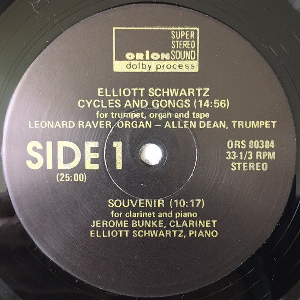 Elliott Schwartz : Music For Instruments & Tape (LP)