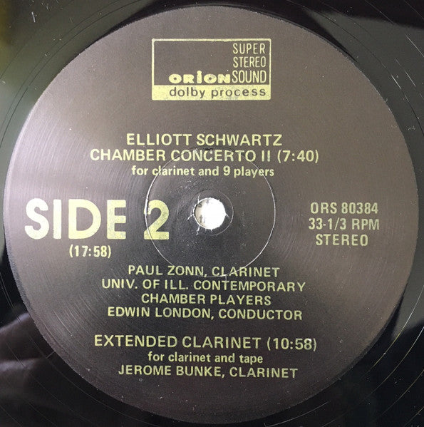 Elliott Schwartz : Music For Instruments & Tape (LP)