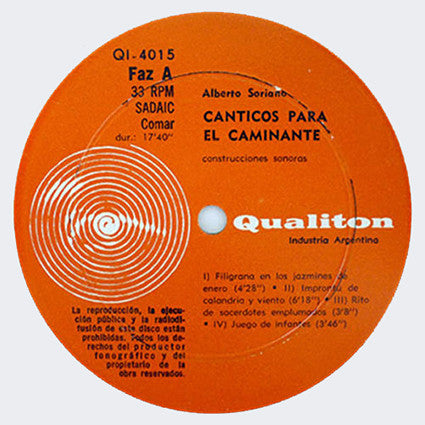 Alberto Soriano : Cánticos Para El Caminante [Construcciones Sonoras] (LP, Album)
