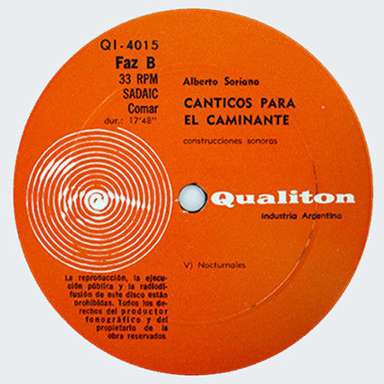 Alberto Soriano : Cánticos Para El Caminante [Construcciones Sonoras] (LP, Album)