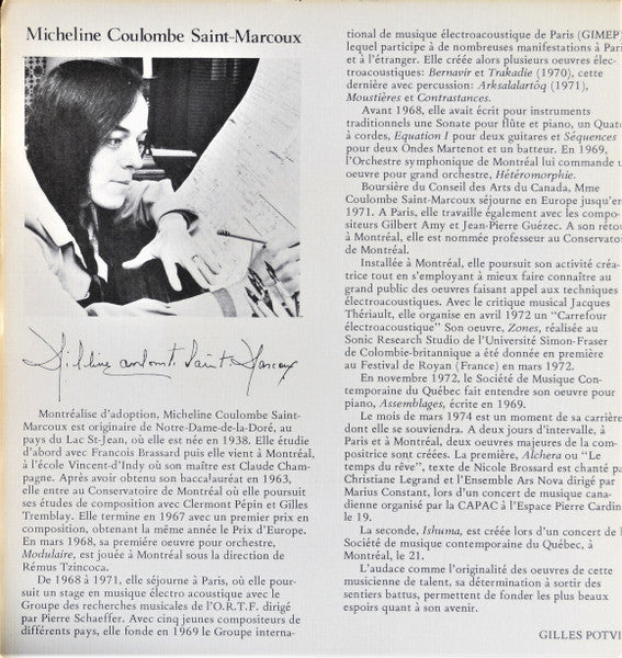 Micheline Coulombe Saint-Marcoux : Portrait Musical (7", EP)