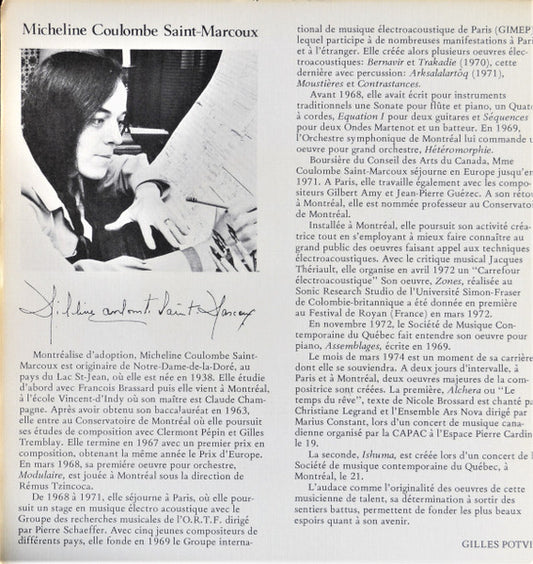 Micheline Coulombe Saint-Marcoux : Portrait Musical (7", EP)
