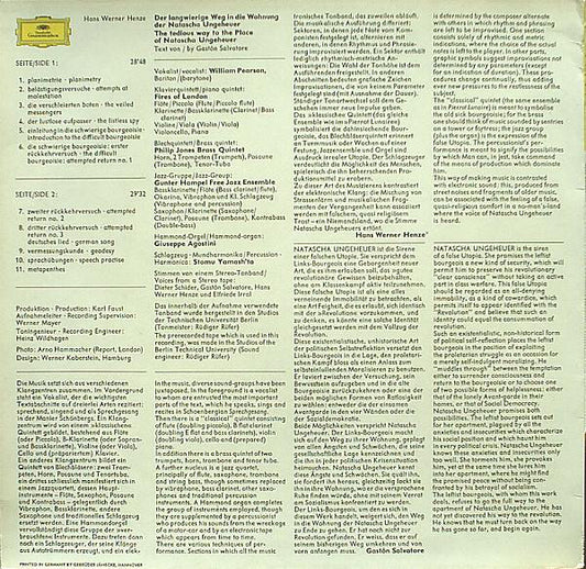 Hans Werner Henze : Der Langwierige Weg In Die Wohnung Der Natascha Ungeheuer (LP)