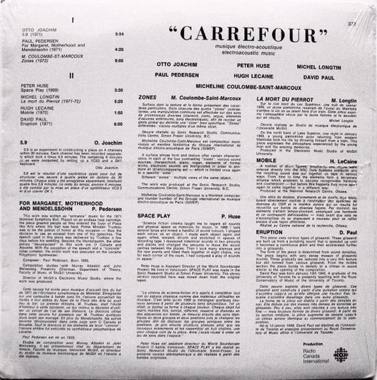 Various : Carrefour (Musique, Électro-Acoustique = Electroacoustic Music) (LP, Comp)