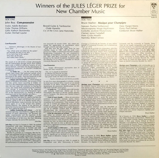 John Rea, Bruce Mather : Winners Of The Jules Leger Prize For New Chamber Music (LP, Album, Comp)