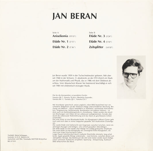 Jan Beran; Aniseikonia - Zeitsplitter - Etüden (LP)