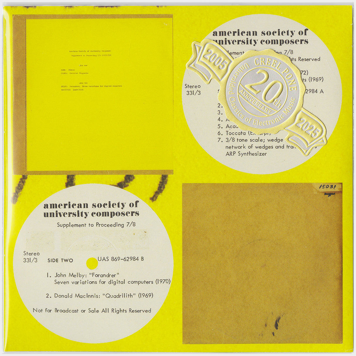 [CP 000.32 CD] American Society Of University Composers, Inc., Supplement to Proceeding 7/8