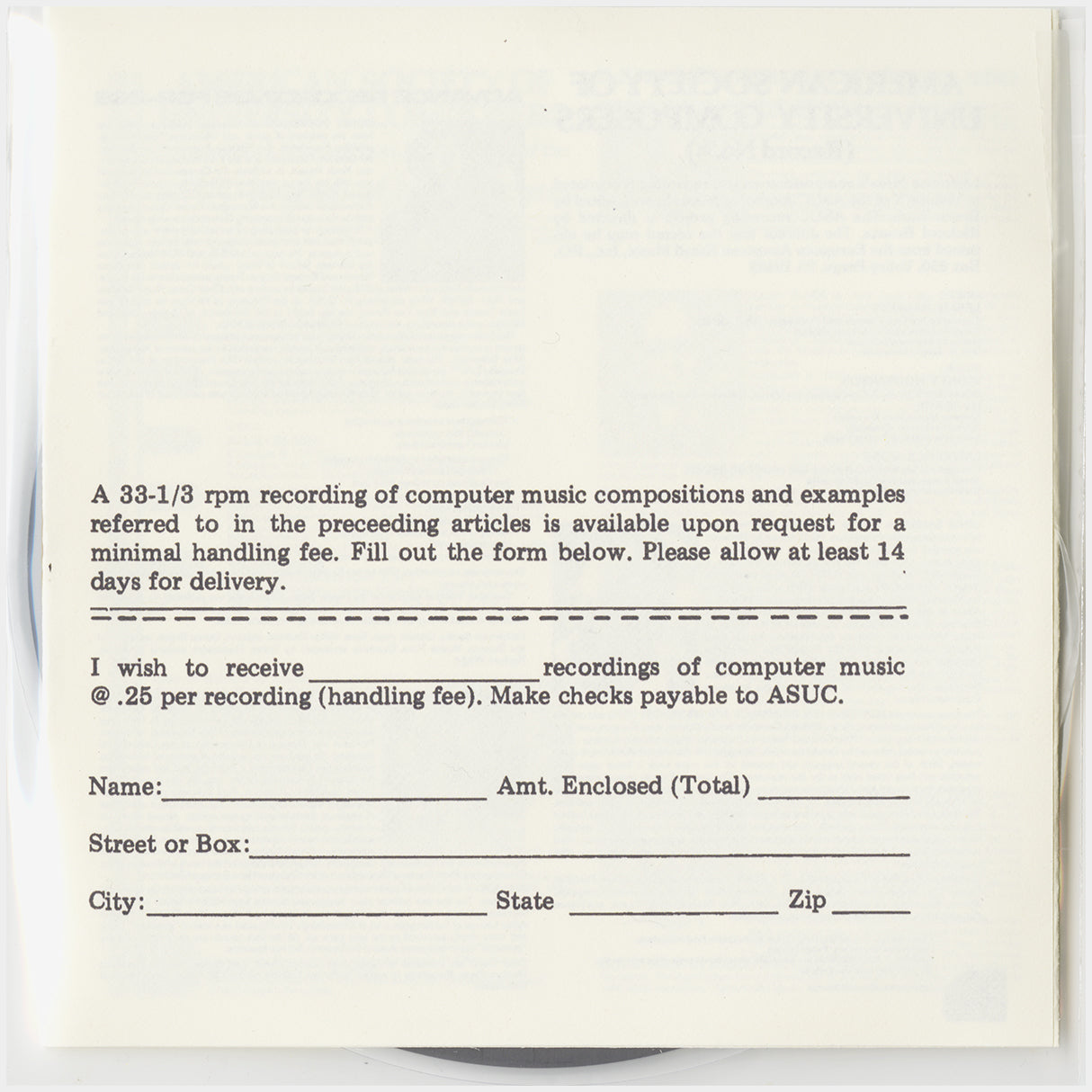 [CP 000.32 CD] American Society Of University Composers, Inc., Supplement to Proceeding 7/8