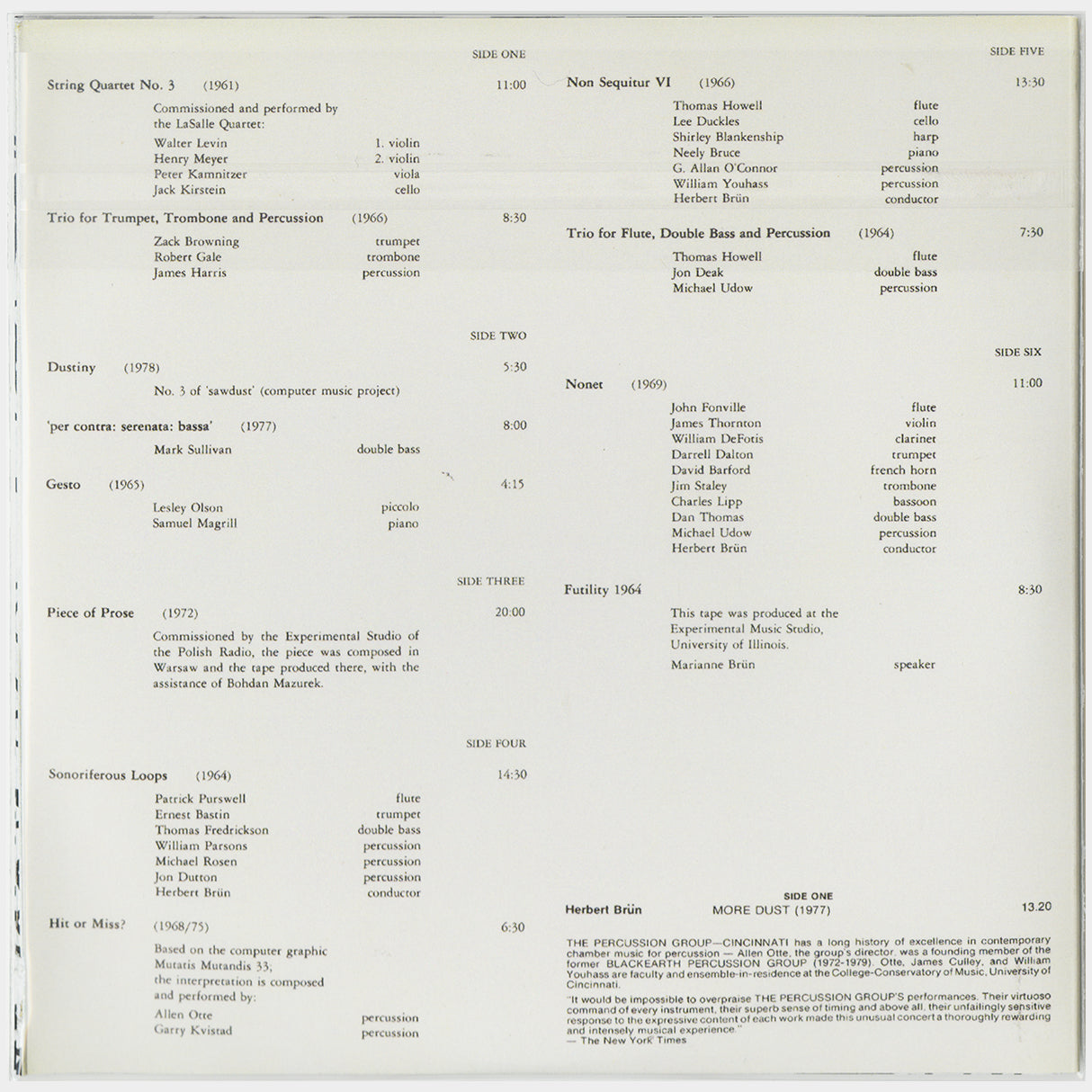 [CP 262 CD] Herbert Brün; Klänge Unterwegs & Anepigraphe, Über Musik & Zum Computer, Compositions +