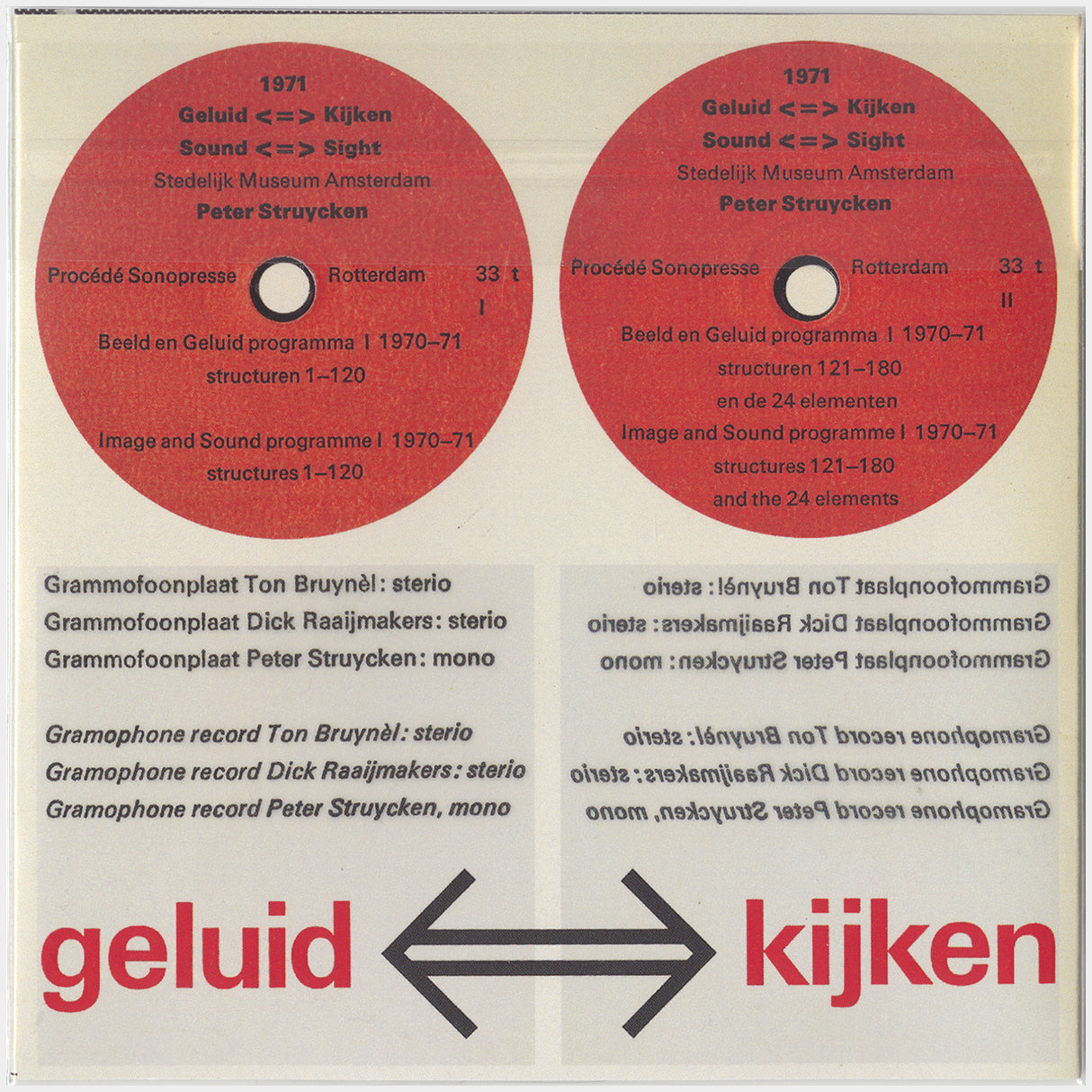 [CP 281.04 CD] Ton Bruynèl, Dick Raaijmakers, Peter Struycken; Geluid <=> Kijken, Drie Audio-Visuele Projekten