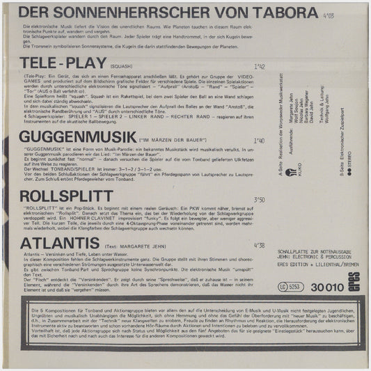 [CP 281.07 CD] Wolfgang Jehn; Electronic & Percussion, 5 Kompositionen Für Tonband & Aktions-Gruppe