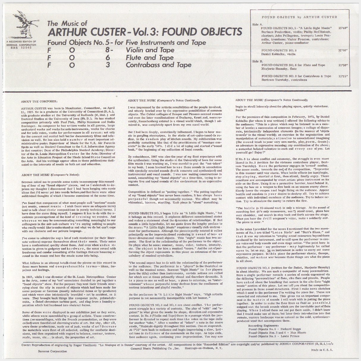 [CP 288 CD] Arthur Custer; Found Objects