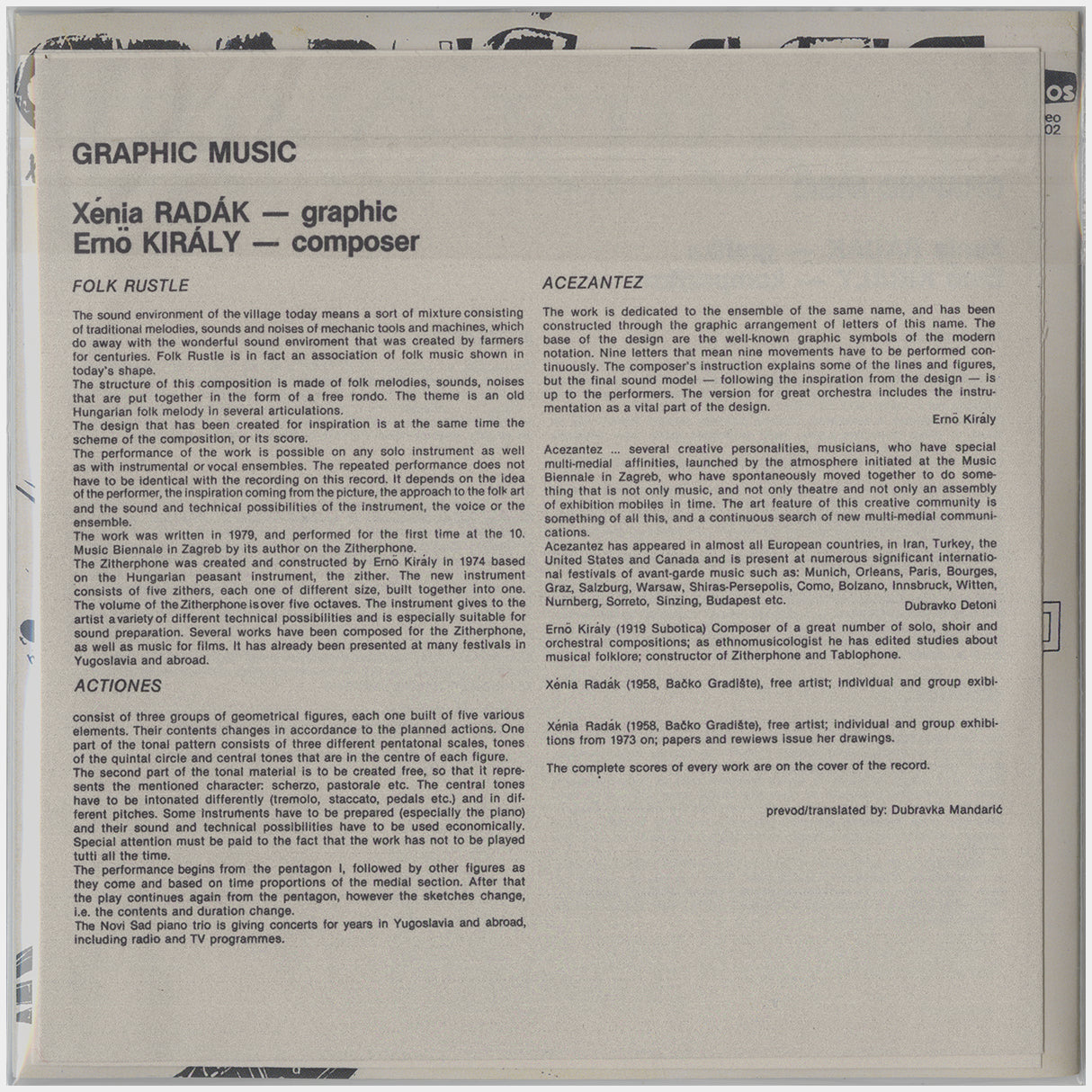 [CP 000.16 CD] Ernő Király, Xénia Radák; Graphic Music +