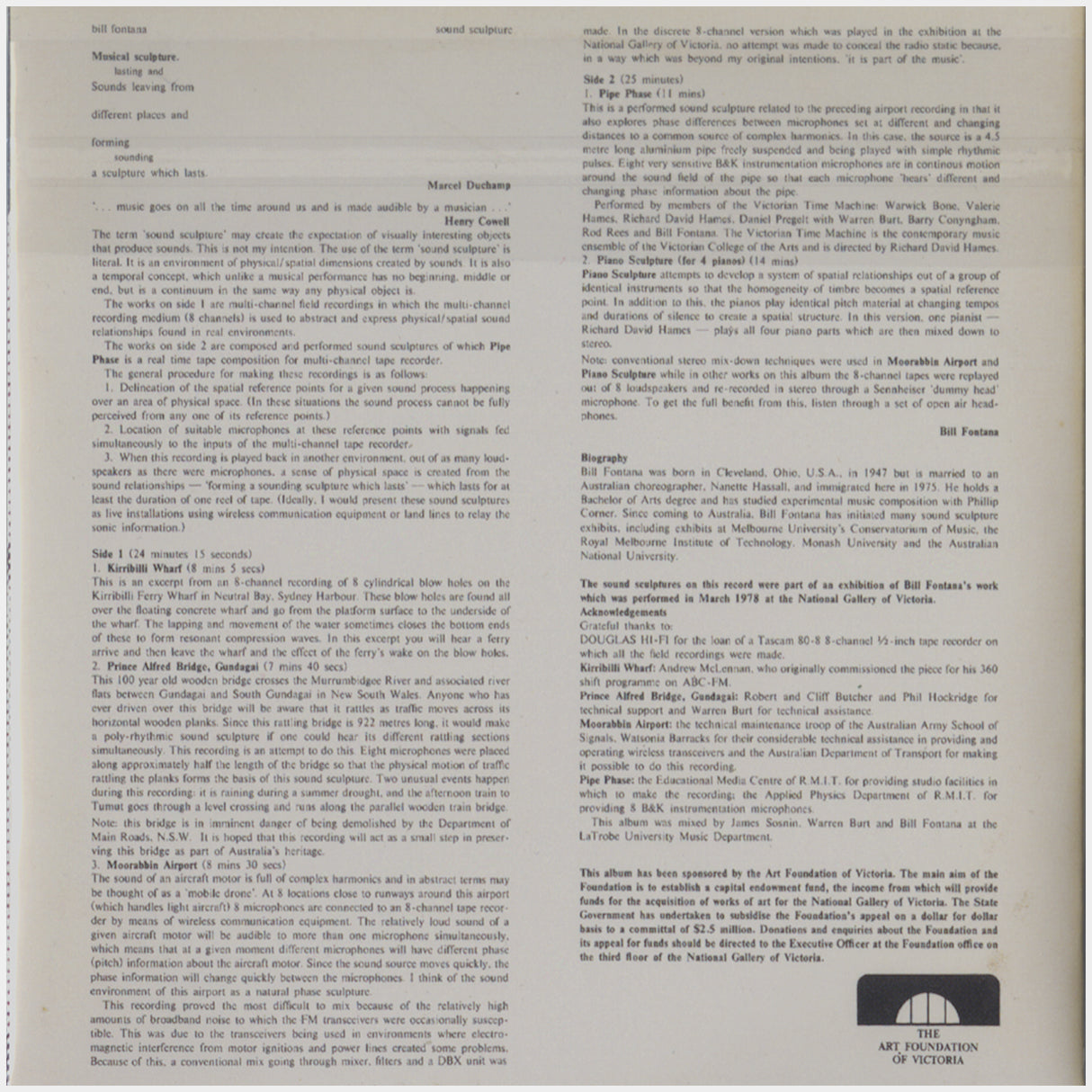 [CP 000.19 CD] Bill Fontana; Sound Sculpture