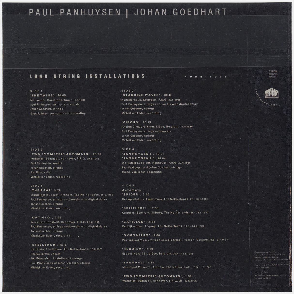 [CP 000.24 CD] Paul Panhuysen, Johan Goedhart; Long String Installations, 1982-1985