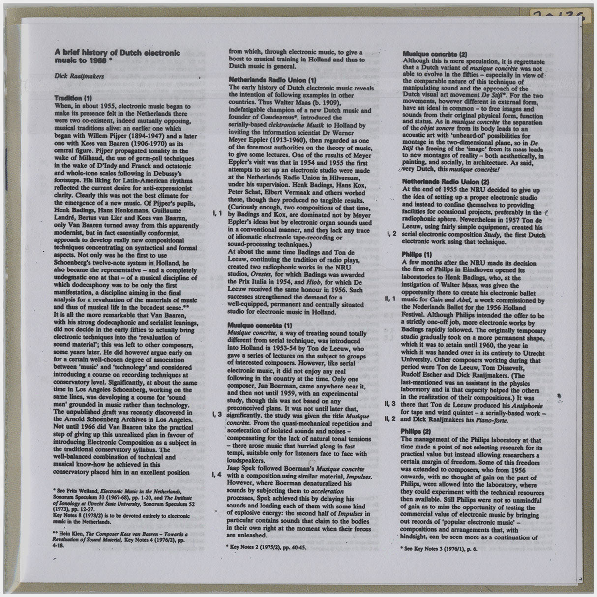 [CP 010-011 CD] Anthology Of Dutch Electronic Tape Music, Volume 1 1955-1966