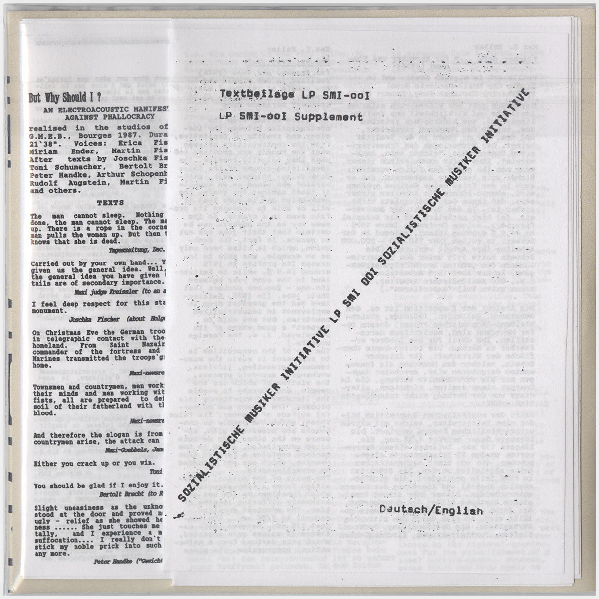 [CP 059 CD] Max E. Keller, Martin Fischer, Martin Schwarzenlander; SMI, Sozialistische Musiker Initiative, Warum Sollte Ich Wohl?: Ein Elektroakustisches Manifest Gegen Die Phallokratie+