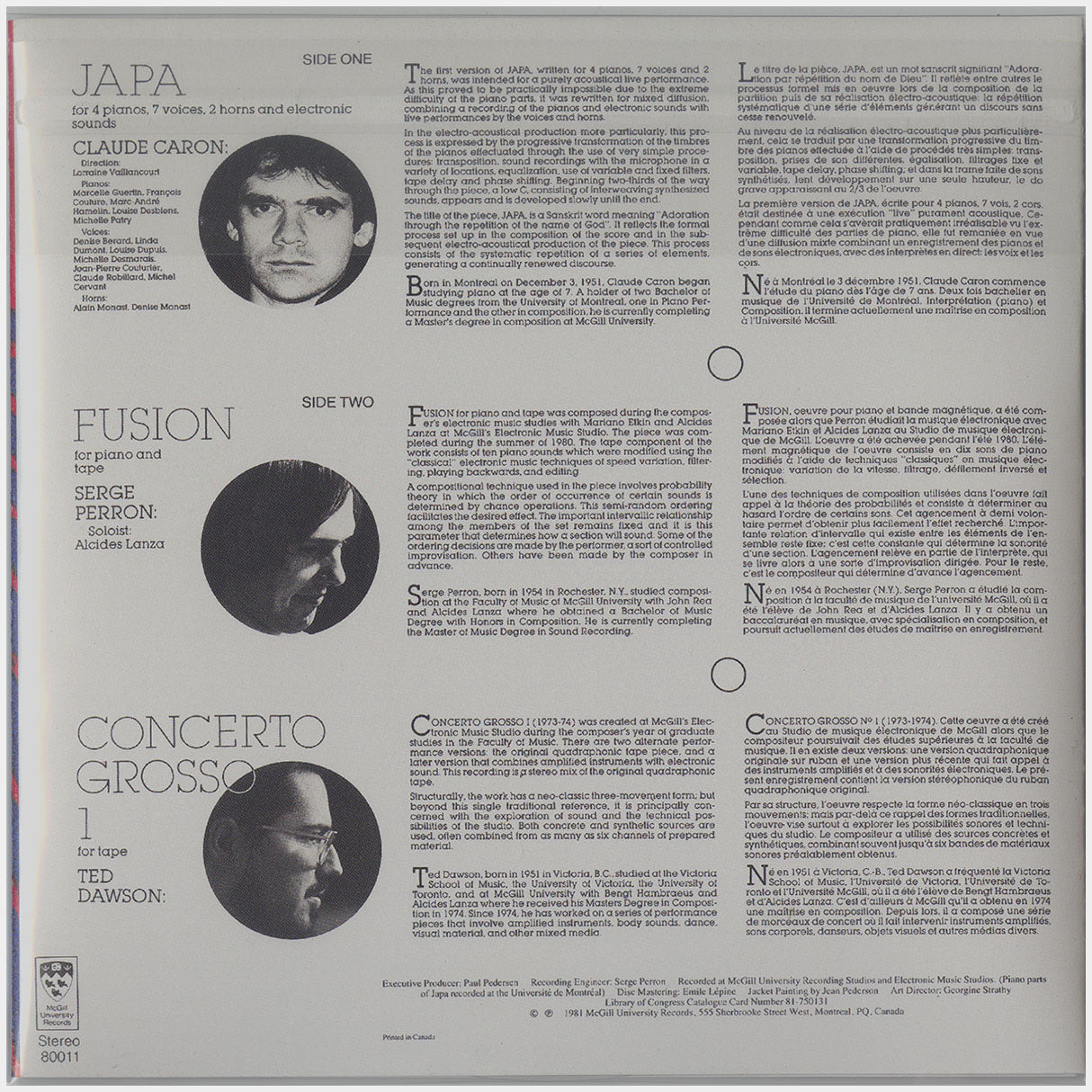 [CP 143 CD] Electronic Music by Caron, Perron, and Dawson; Portrait Musical, Portrait No.8