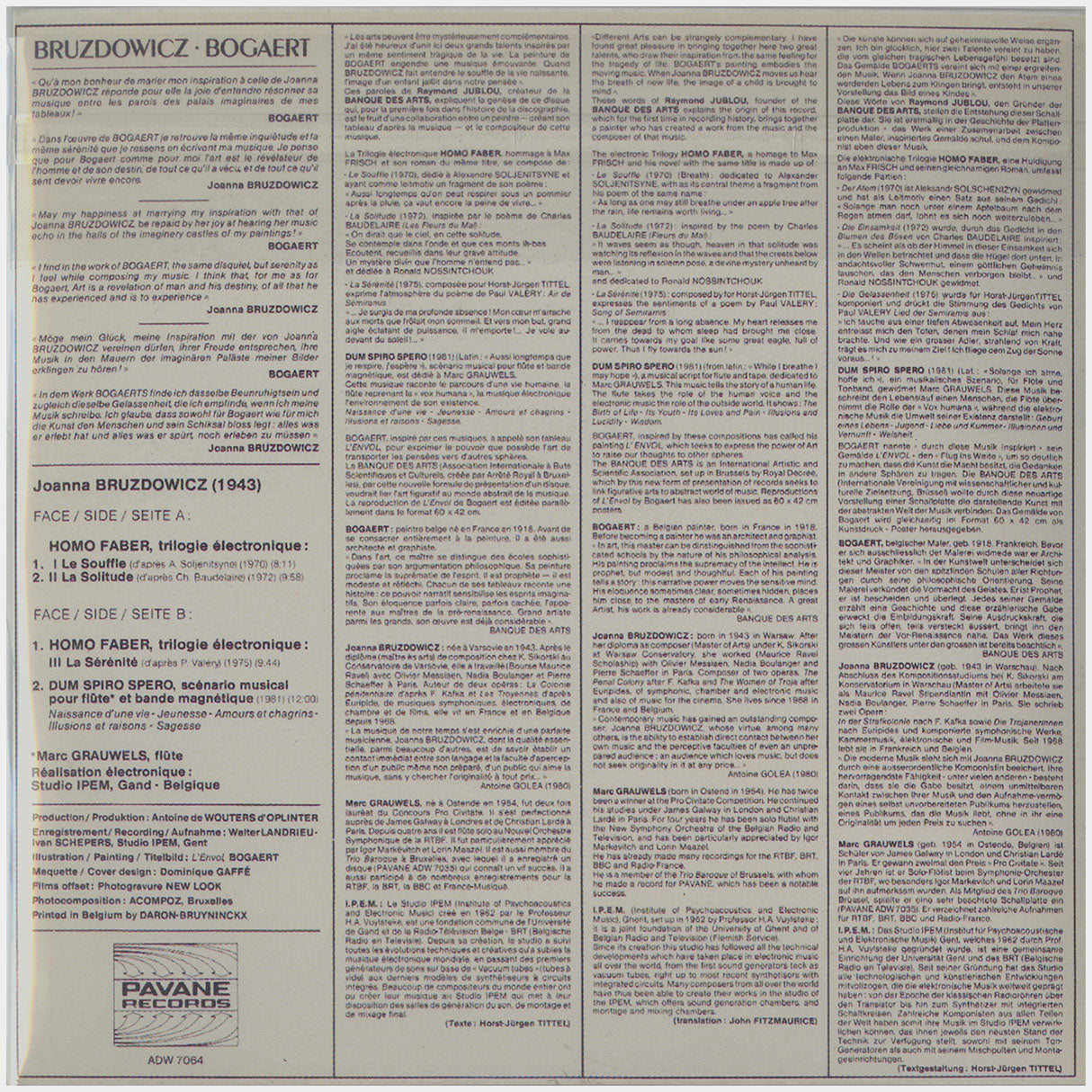 [CP 149 CD] Joanna Bruzdowicz; Pavane Recordings +