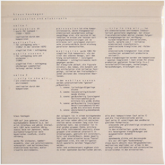 [CP 174 CD] Klaus Hashagen; Percussion und Elektronik