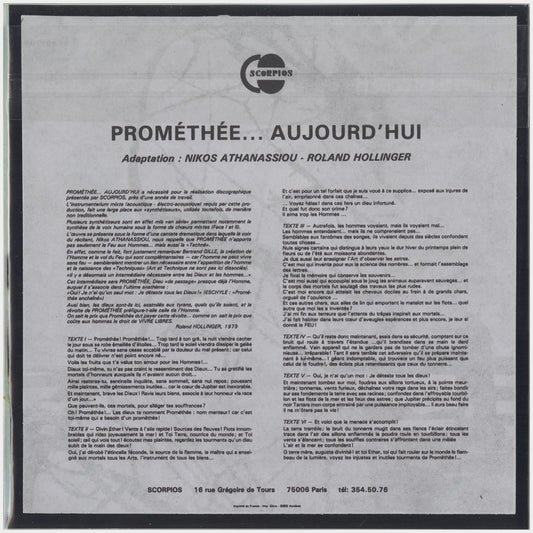 [CP 280 CD] Roland Hollinger; Bardo Thodol, Prométhée... Aujourd'Hui
